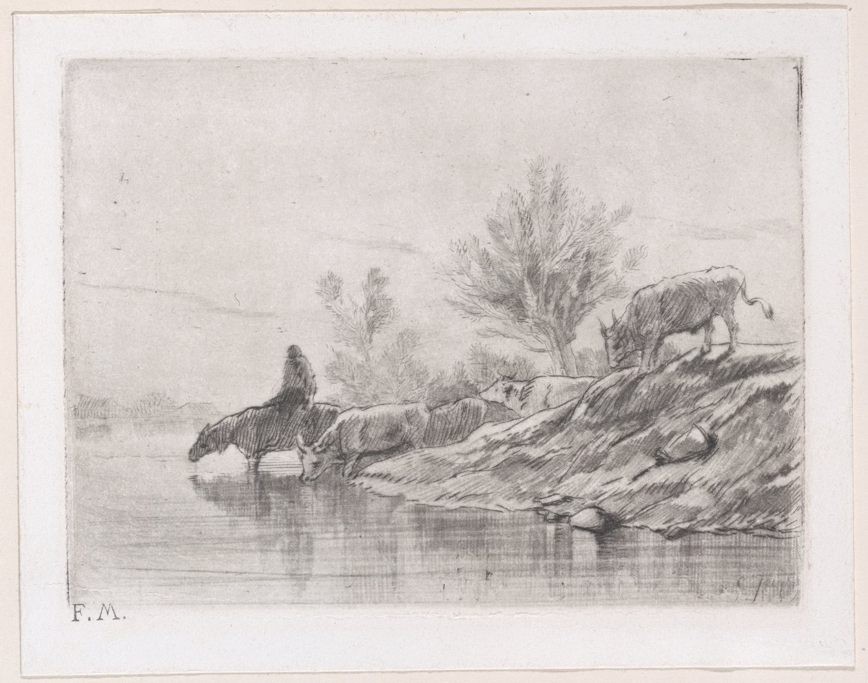 Krajobraz z bydłem, 1848. autorstwa Charles Emile Jacque