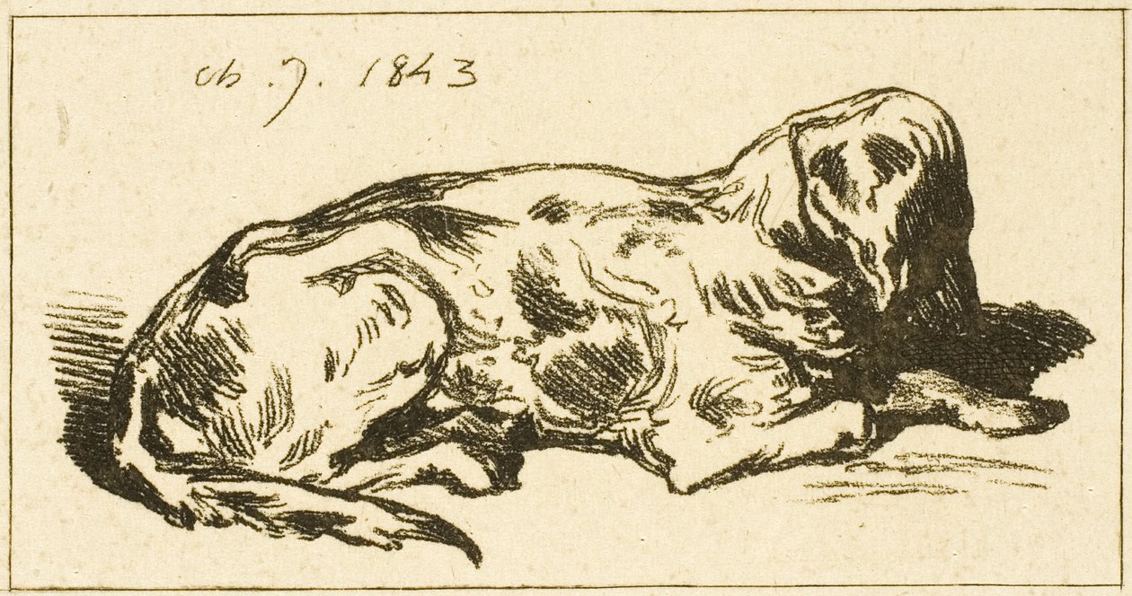Leżący pies autorstwa Charles Emile Jacque