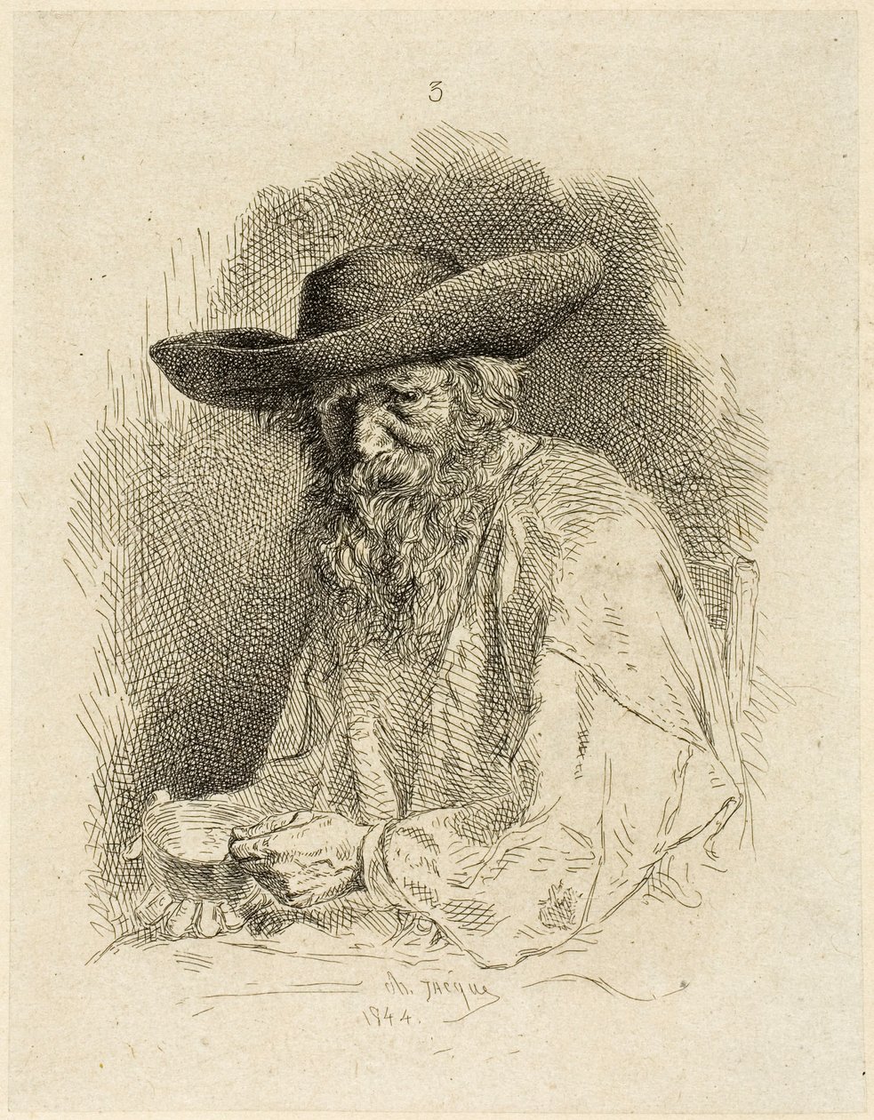 Stary człowiek z bałaganem Tin autorstwa Charles Emile Jacque