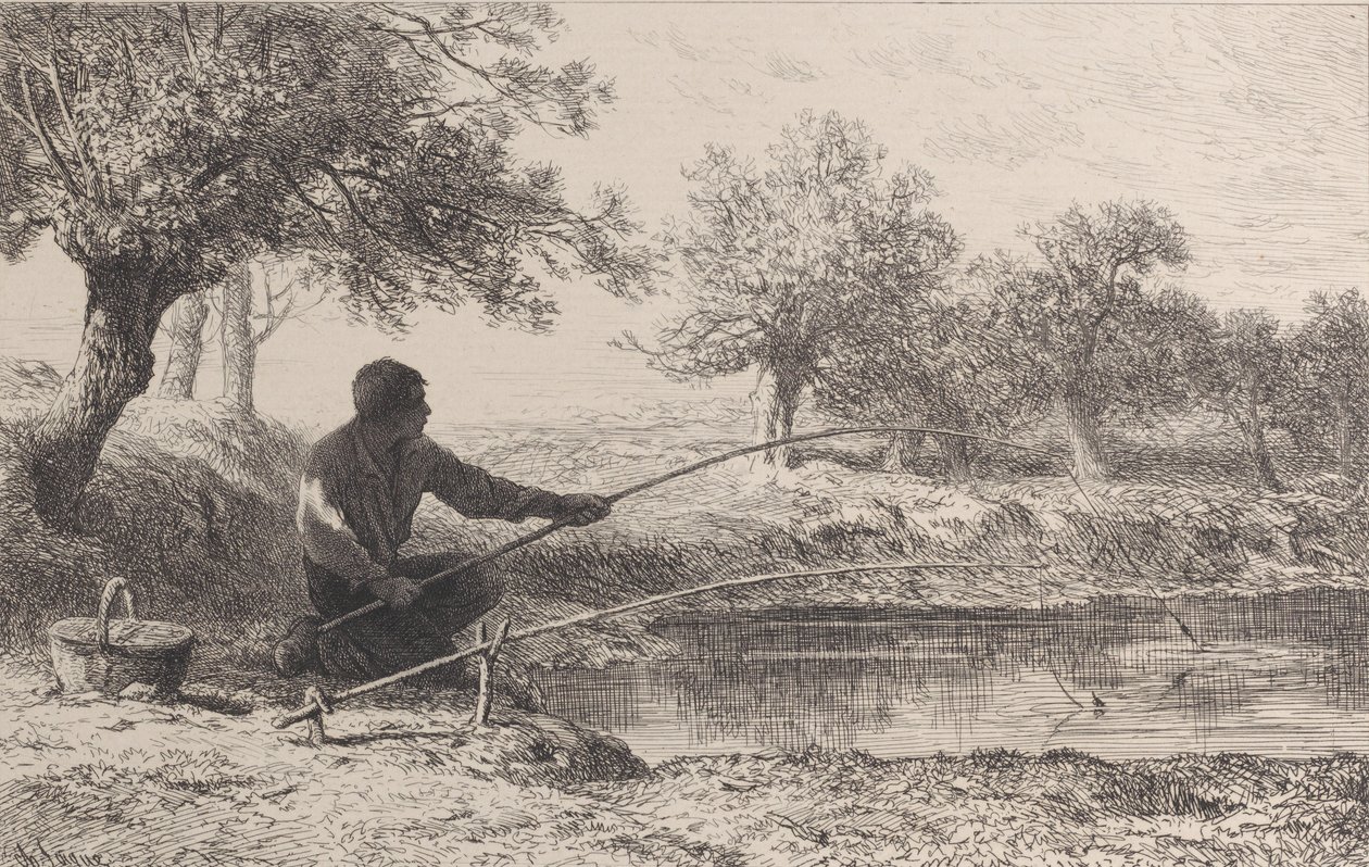 Łowienie na przynętę, 1864. autorstwa Charles Emile Jacque