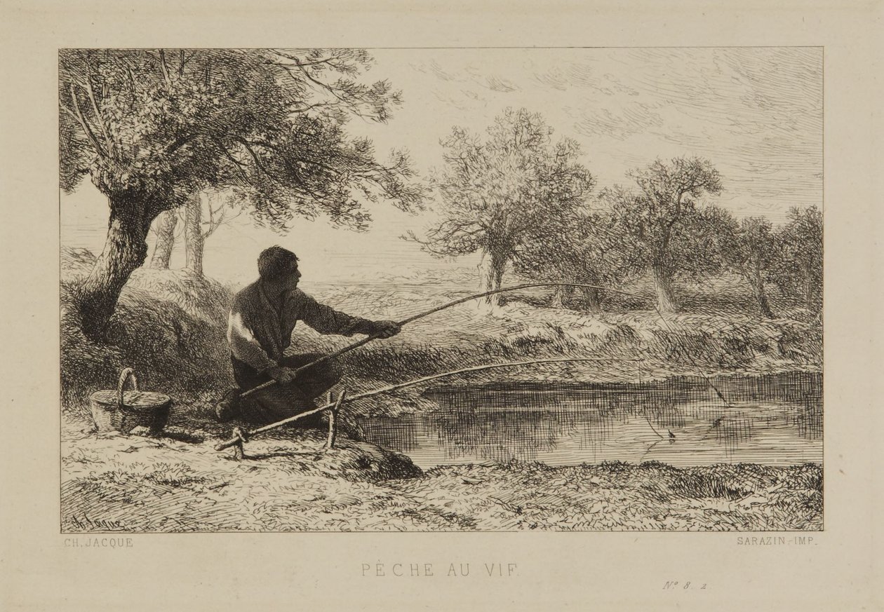 Wędkarstwo na żywą przynętę autorstwa Charles Emile Jacque