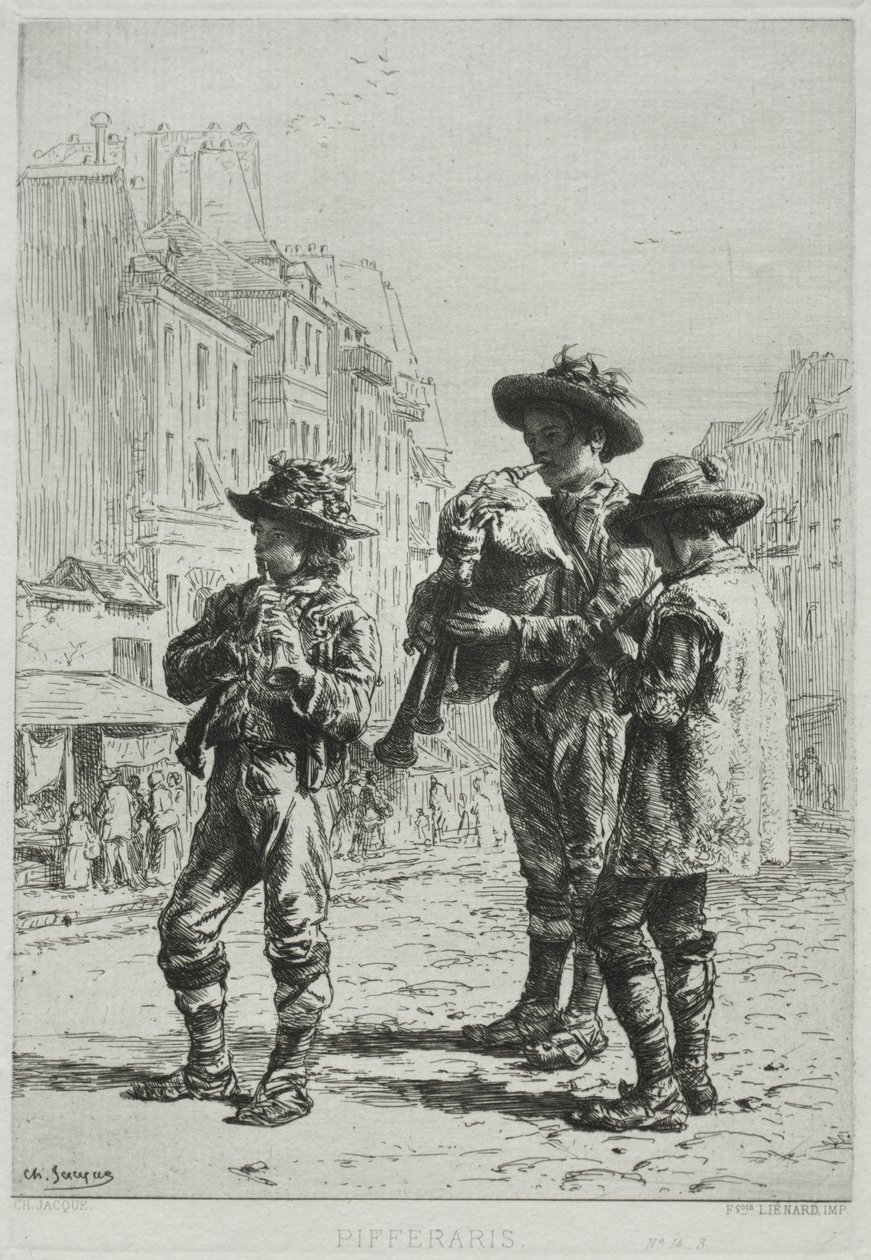 Pifferaris autorstwa Charles Emile Jacque