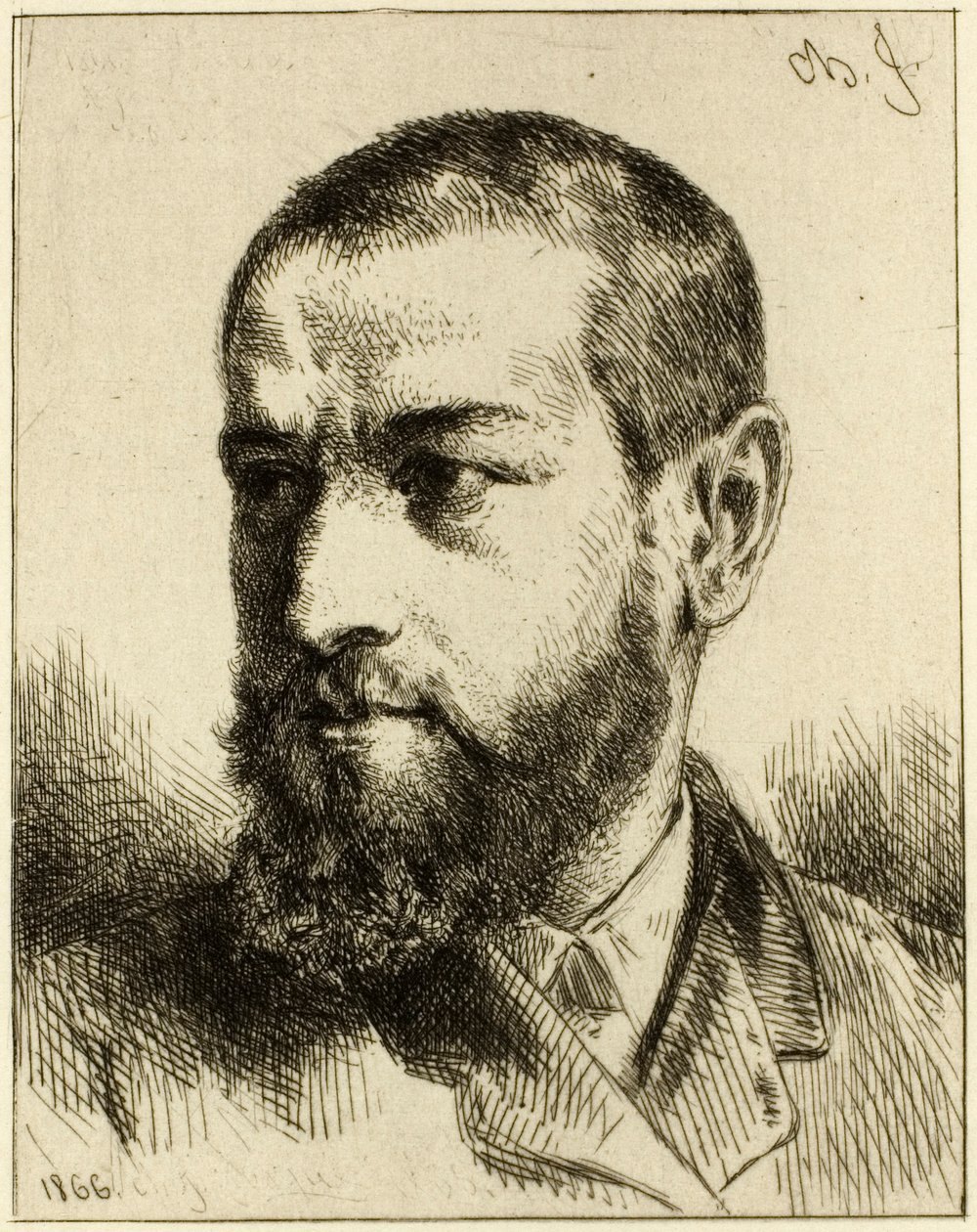 Portret J.J. Guiffrey autorstwa Charles Emile Jacque