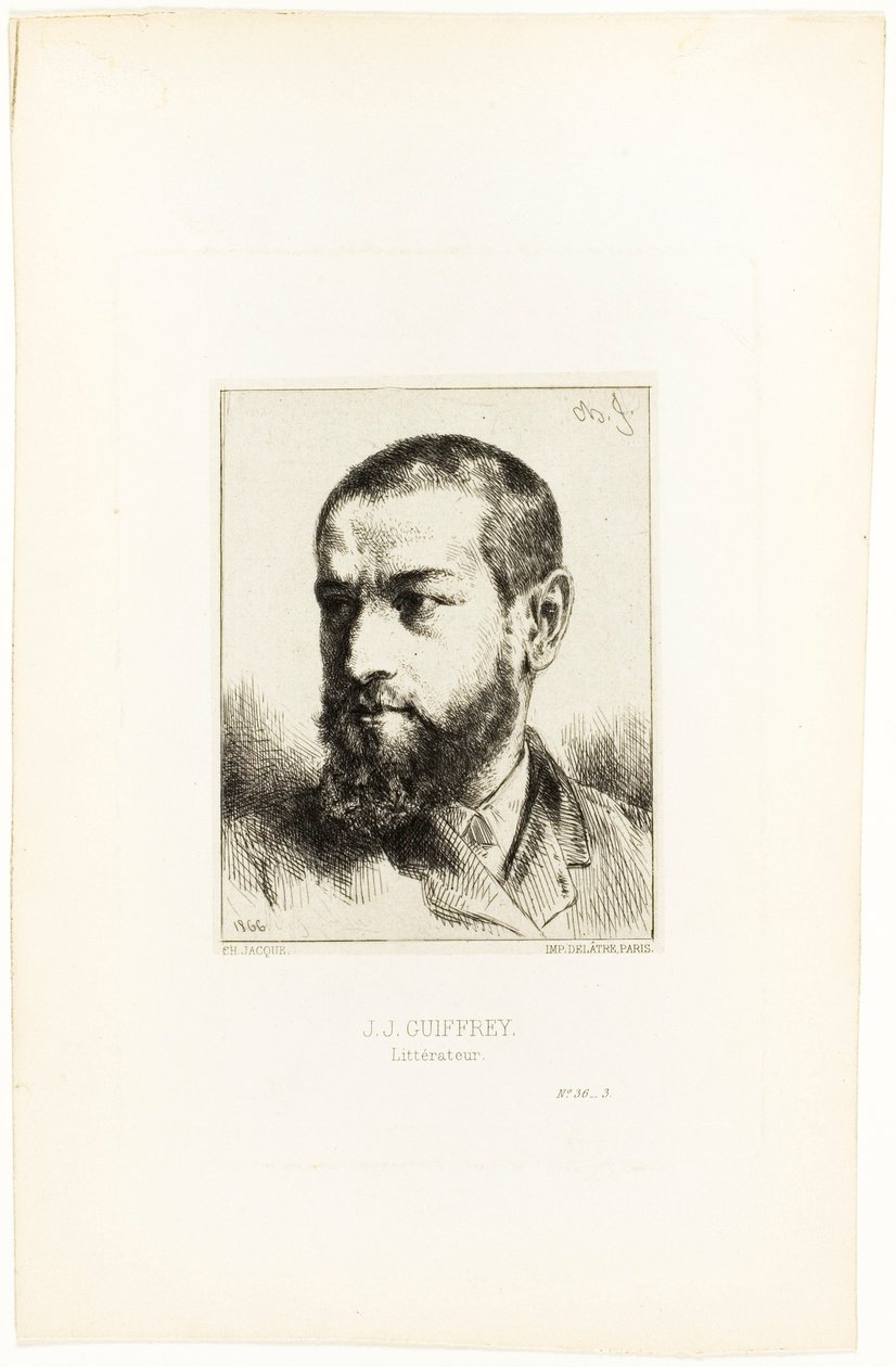 Portret J.J. Guiffrey autorstwa Charles Emile Jacque