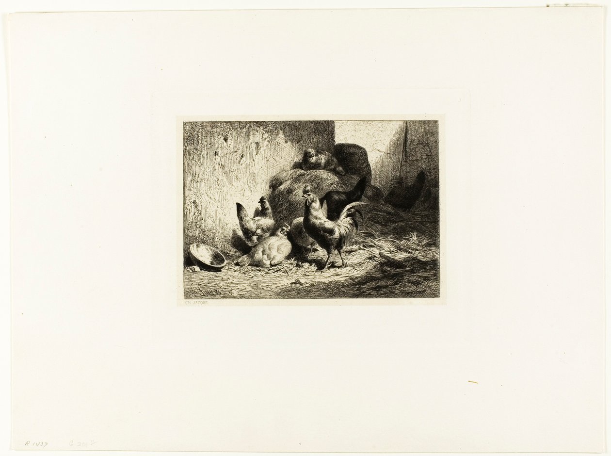 Kogut i kury autorstwa Charles Emile Jacque
