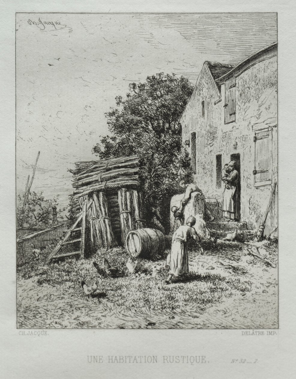 Rustykalny Dom. autorstwa Charles Emile Jacque