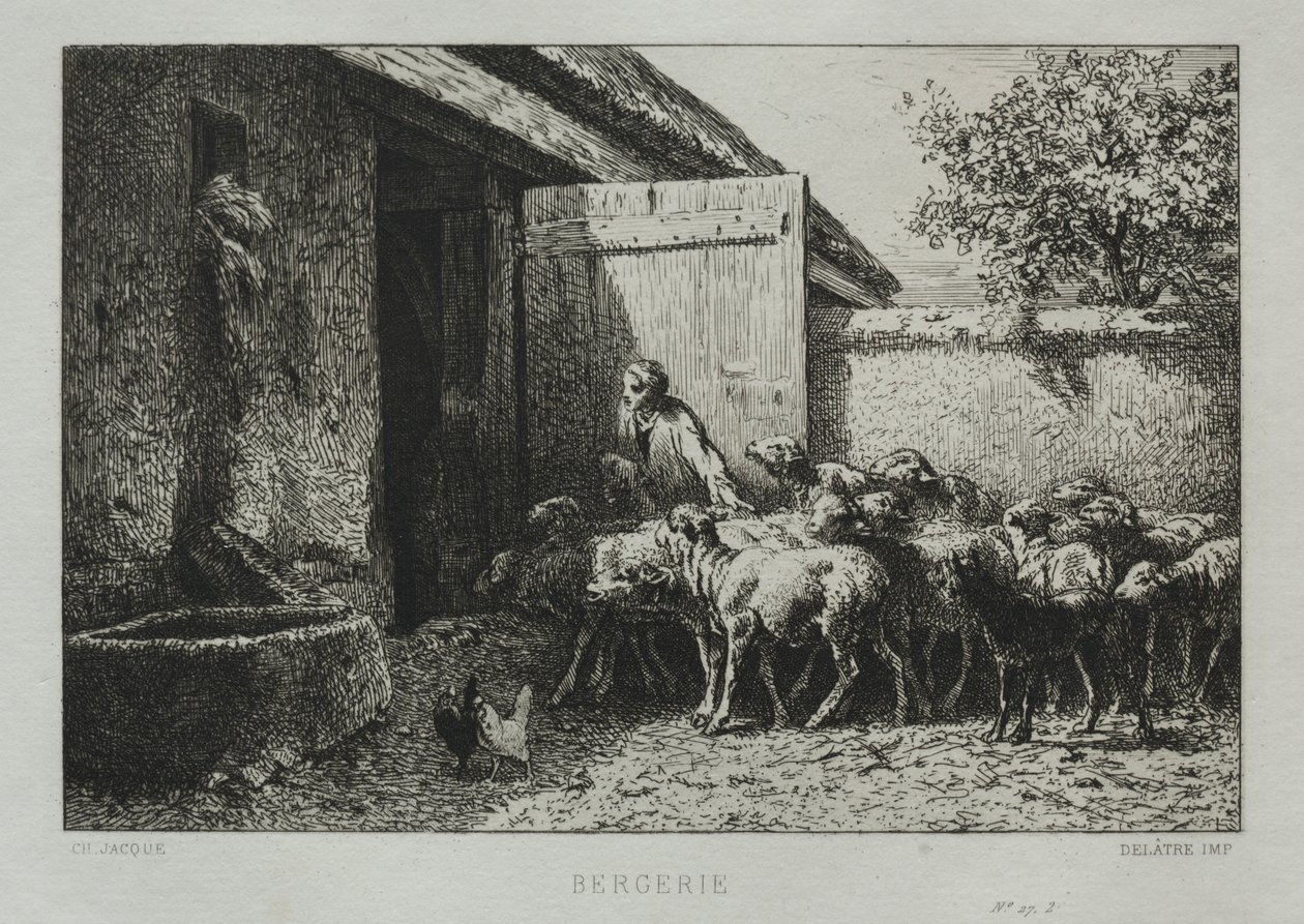 Owczarnia. autorstwa Charles Emile Jacque