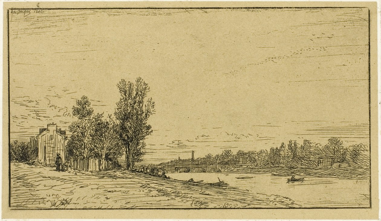 Brzegi rzeki autorstwa Charles Emile Jacque