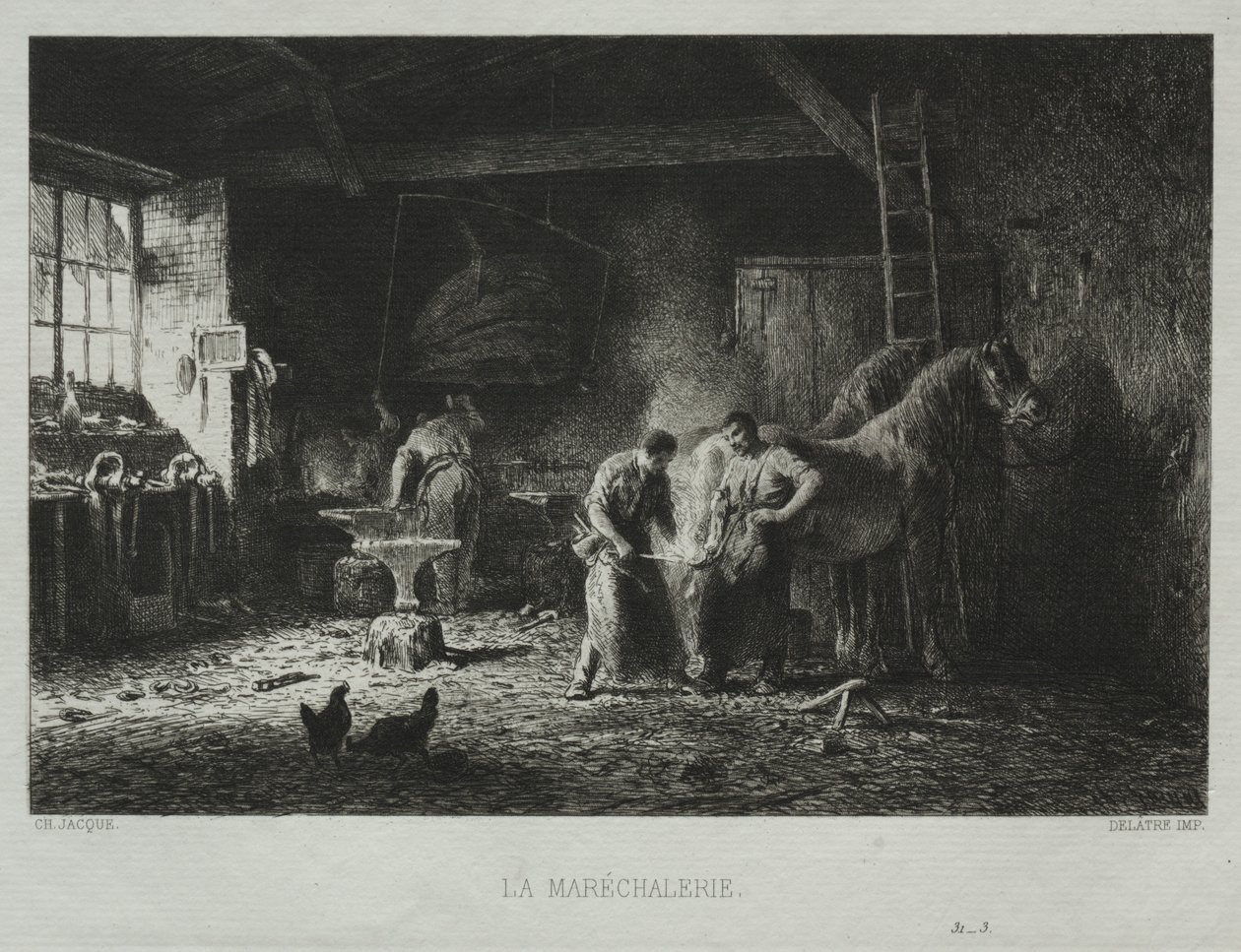 Kuźnia. autorstwa Charles Emile Jacque