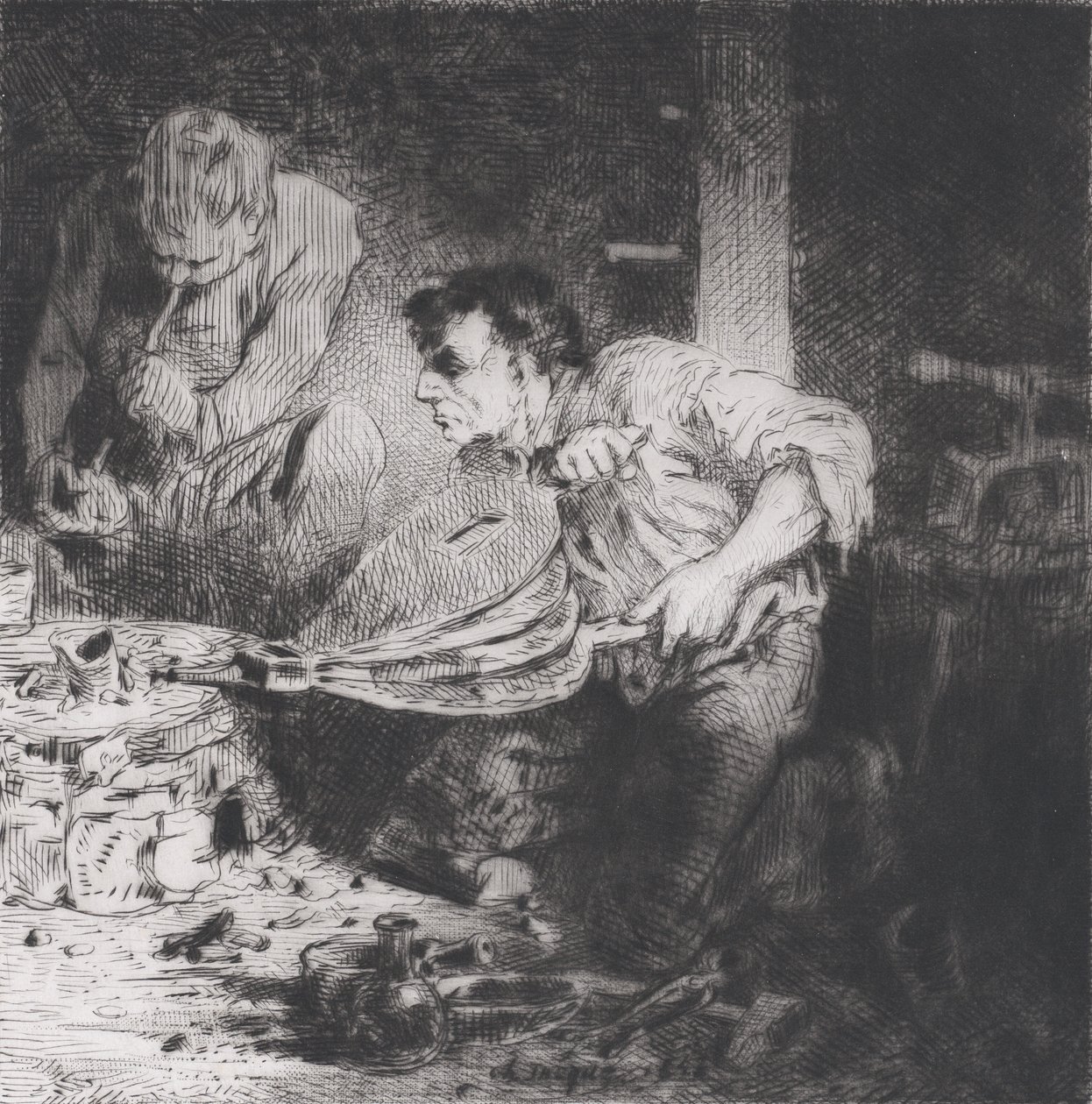 Fałszerze, 1843. autorstwa Charles Emile Jacque