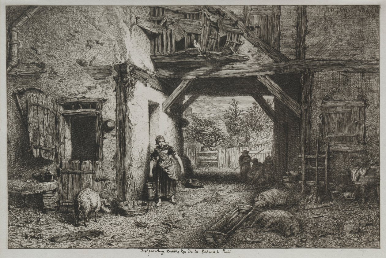 Gospodarstwo. autorstwa Charles Emile Jacque