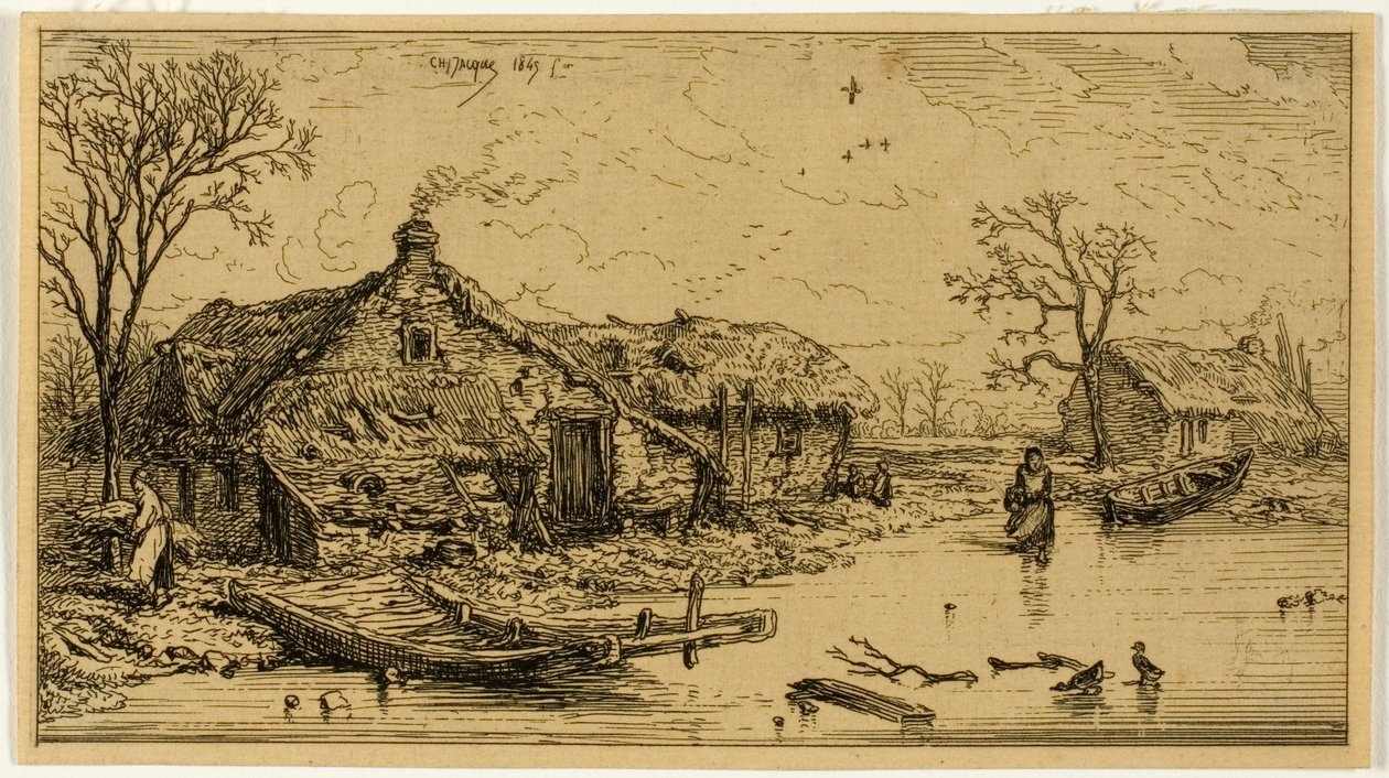 Zamarznięty staw autorstwa Charles Emile Jacque