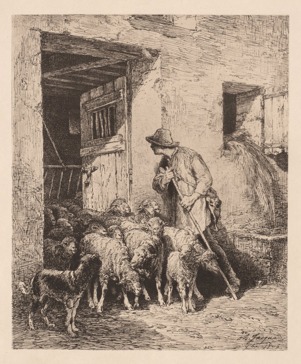 Wyjście stada Wyjście stada, 1876. autorstwa Charles Emile Jacque