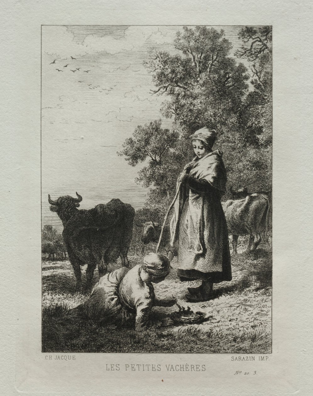 Mali pasterze. autorstwa Charles Emile Jacque