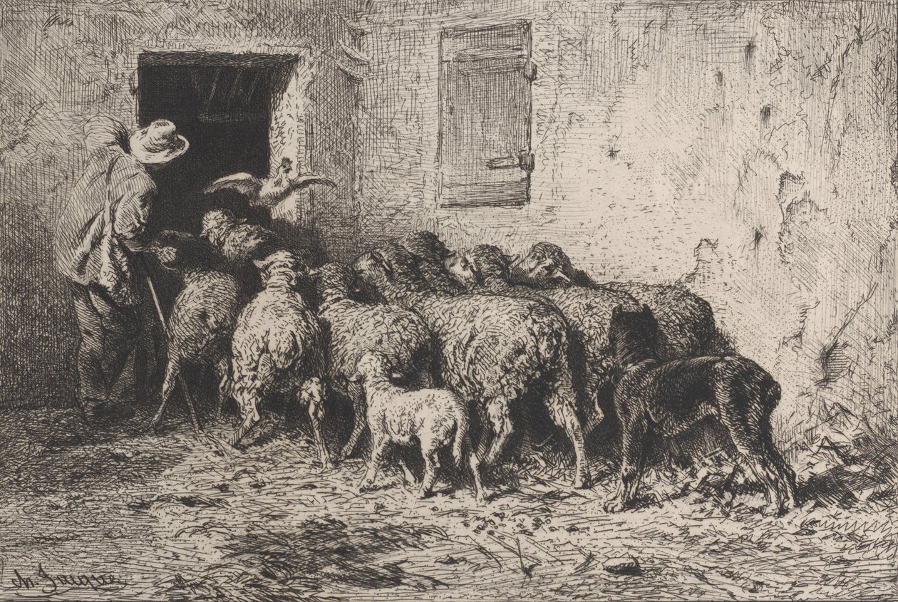 Powrót, 1864. autorstwa Charles Emile Jacque