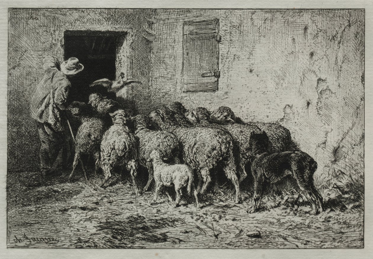 Powrót, 1864. autorstwa Charles Emile Jacque