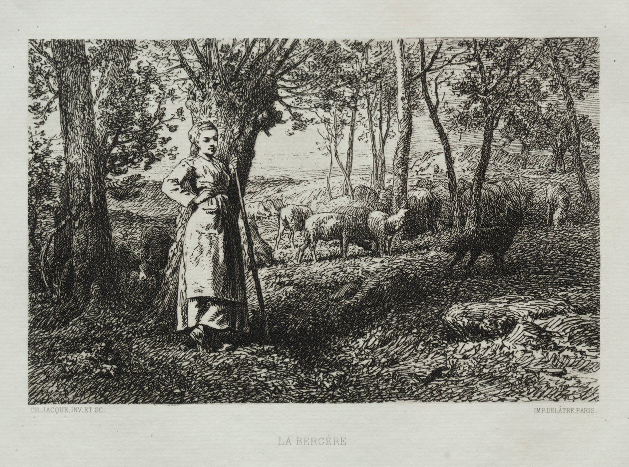 Pasterka. autorstwa Charles Emile Jacque