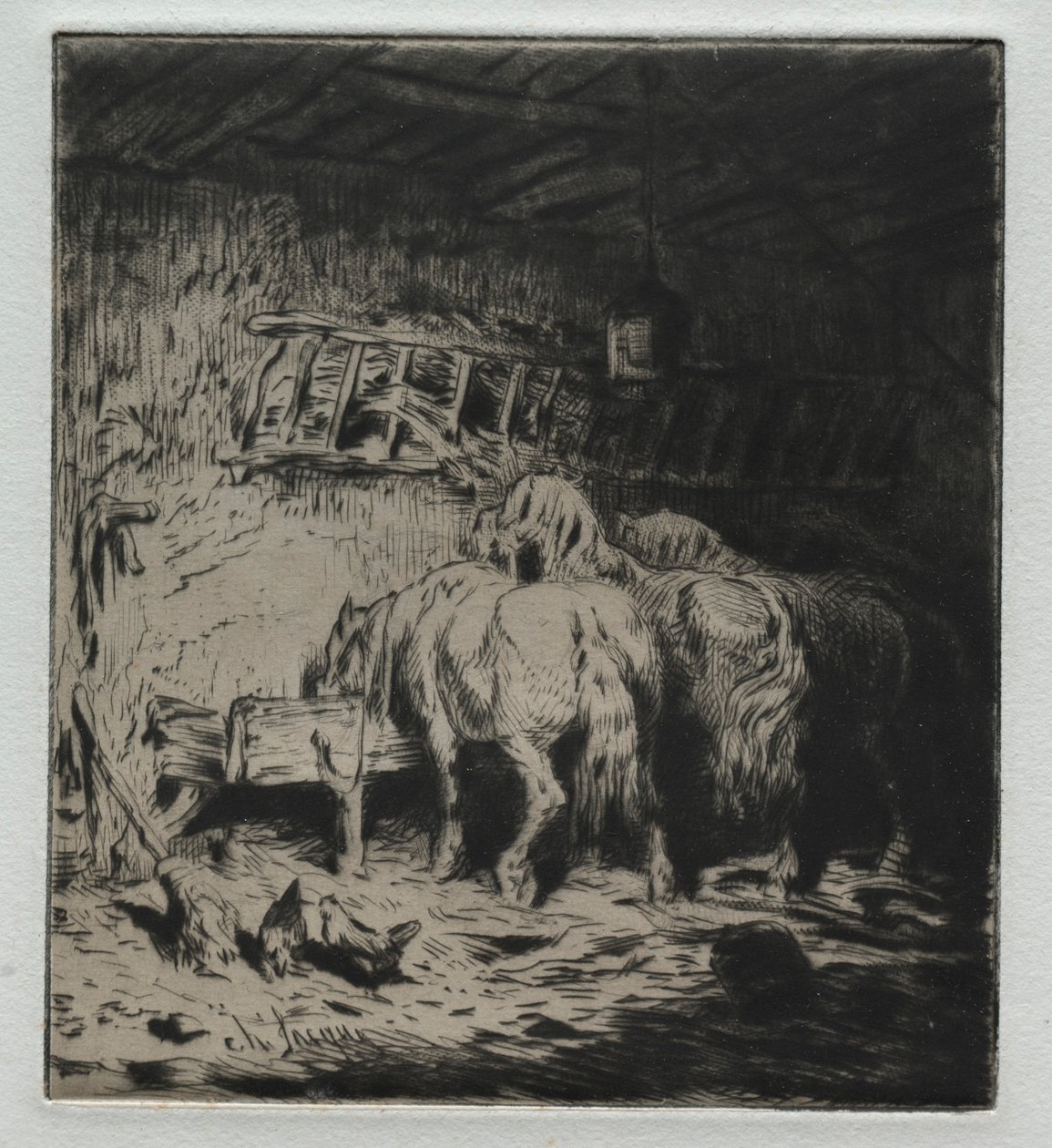 Stajnia. autorstwa Charles Emile Jacque
