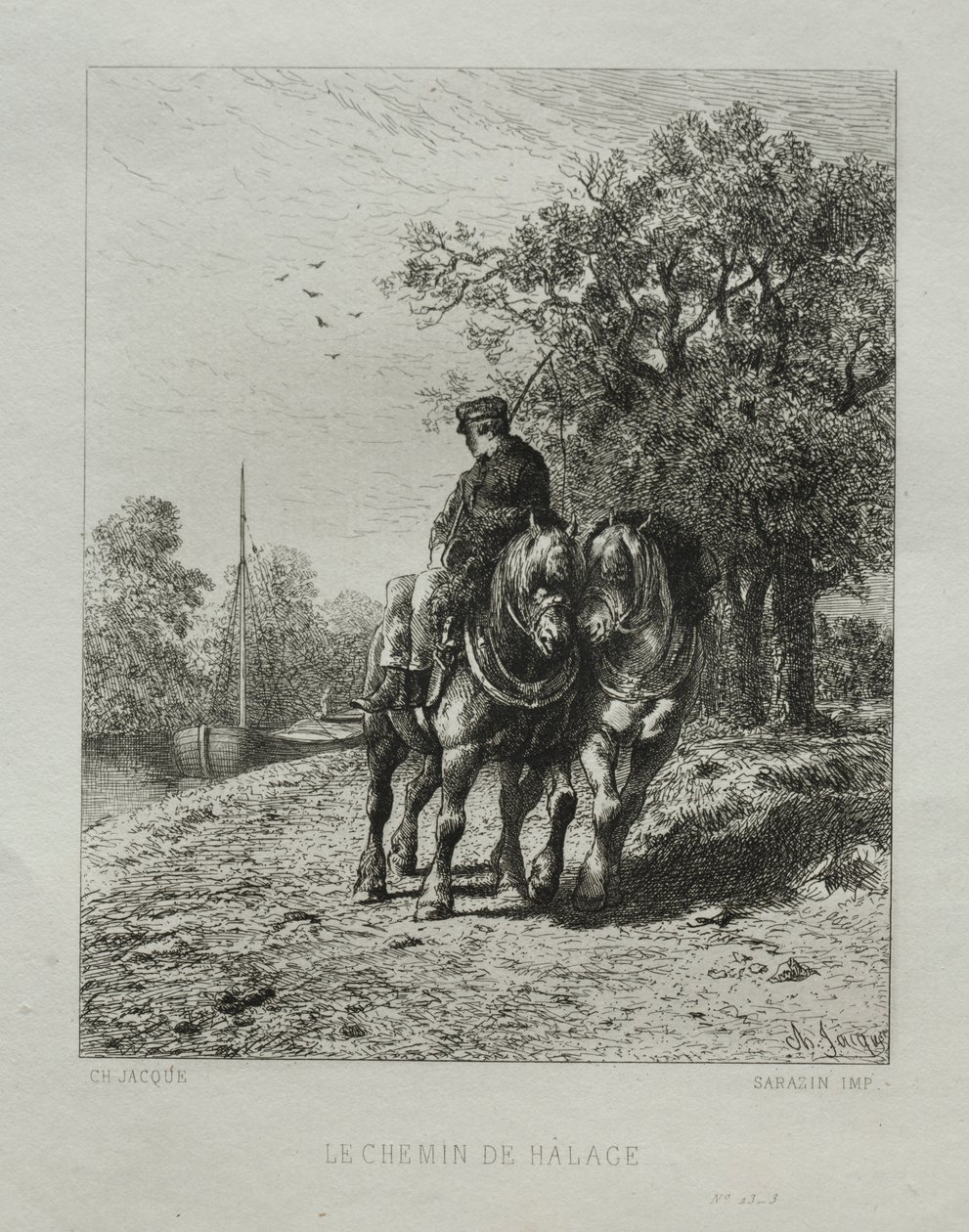 Ścieżka holownicza. autorstwa Charles Emile Jacque