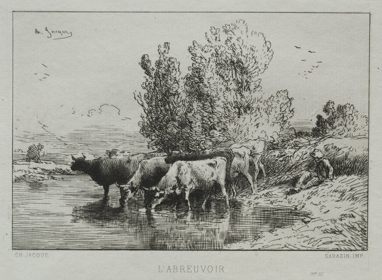 Wodopoj. autorstwa Charles Emile Jacque