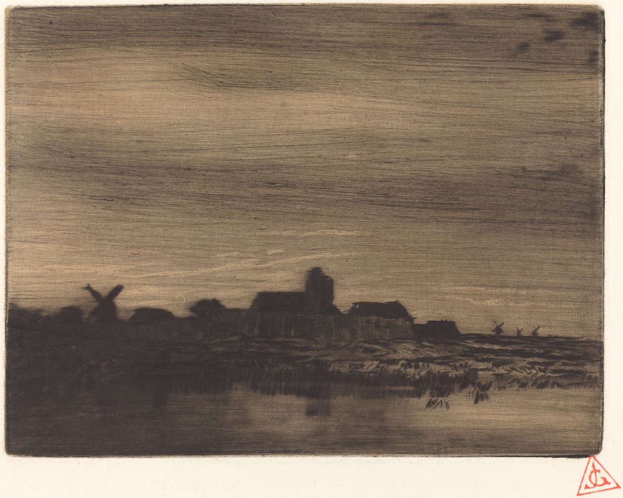 Wioska nad wodą autorstwa Charles Emile Jacque