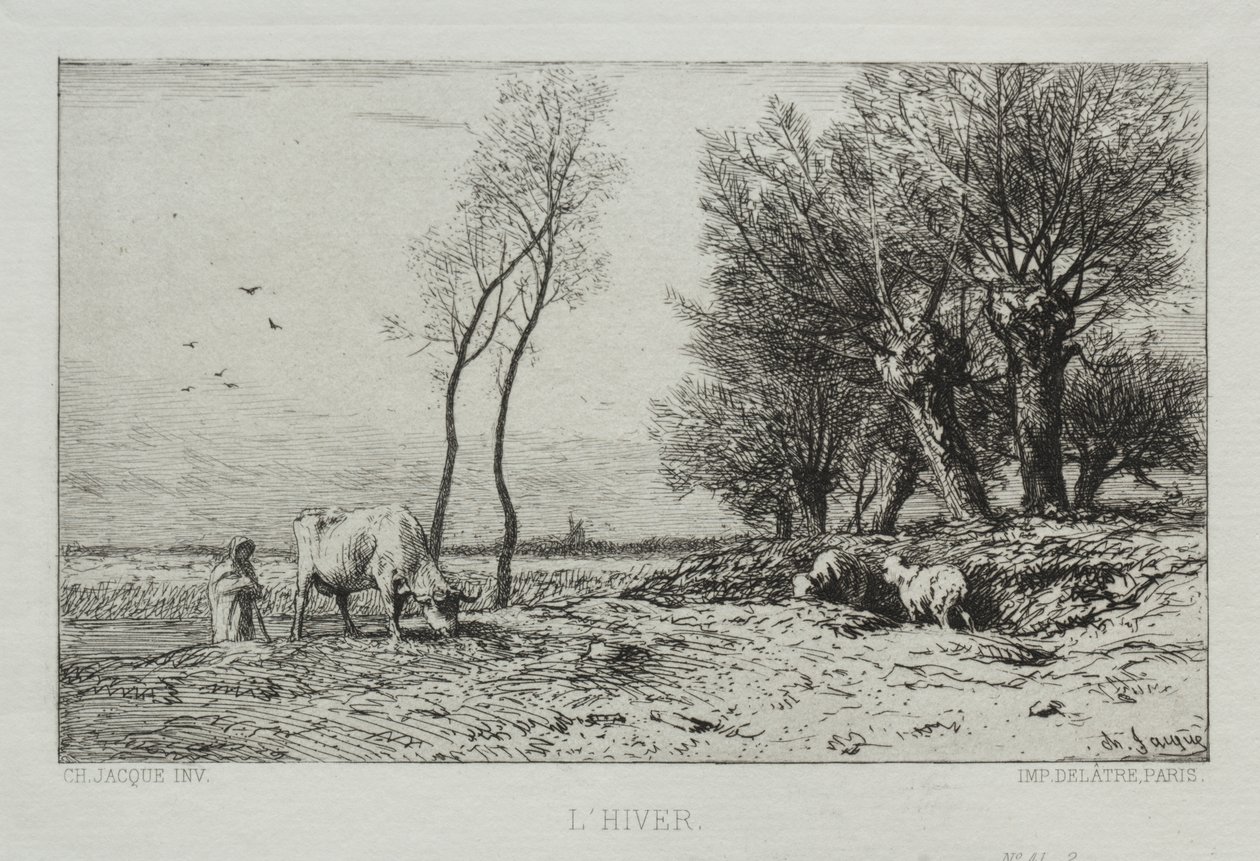 Zima autorstwa Charles Emile Jacque