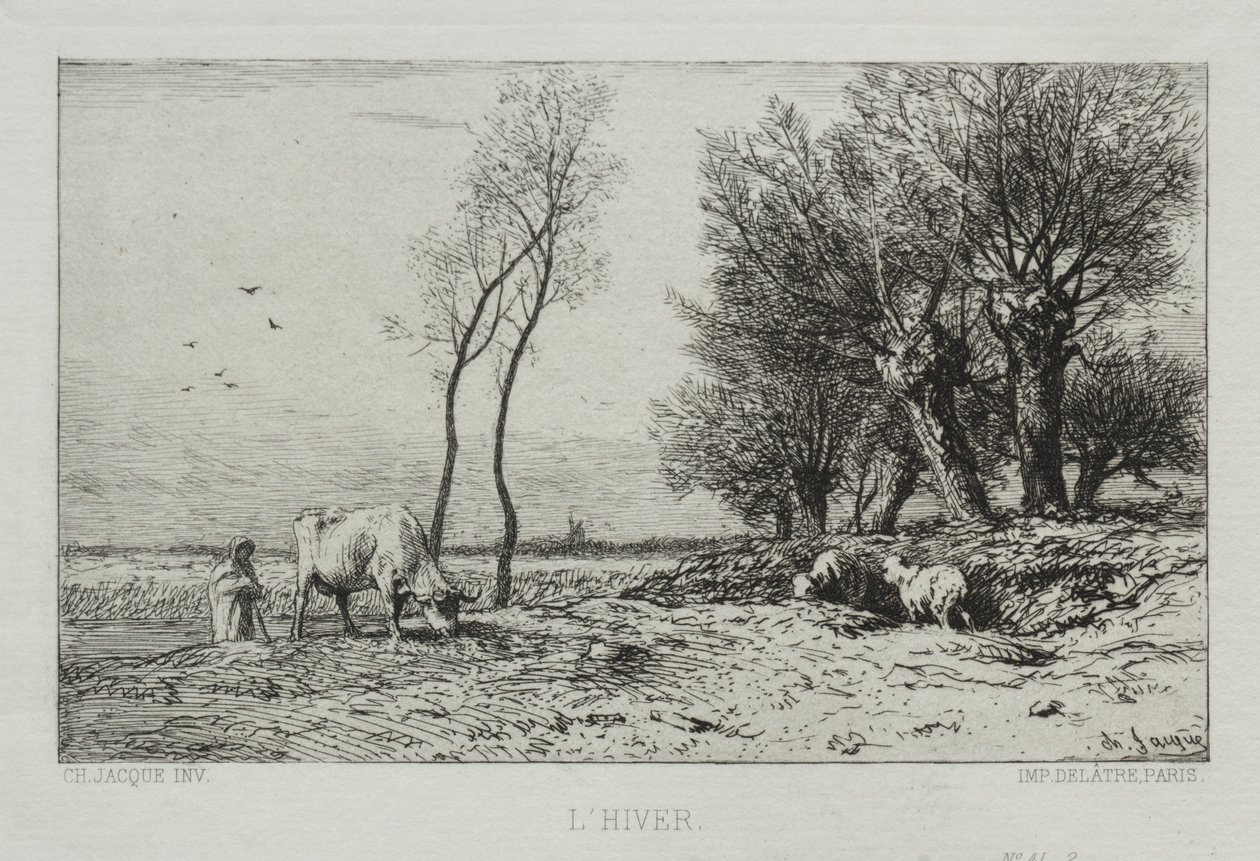 Zima. autorstwa Charles Emile Jacque