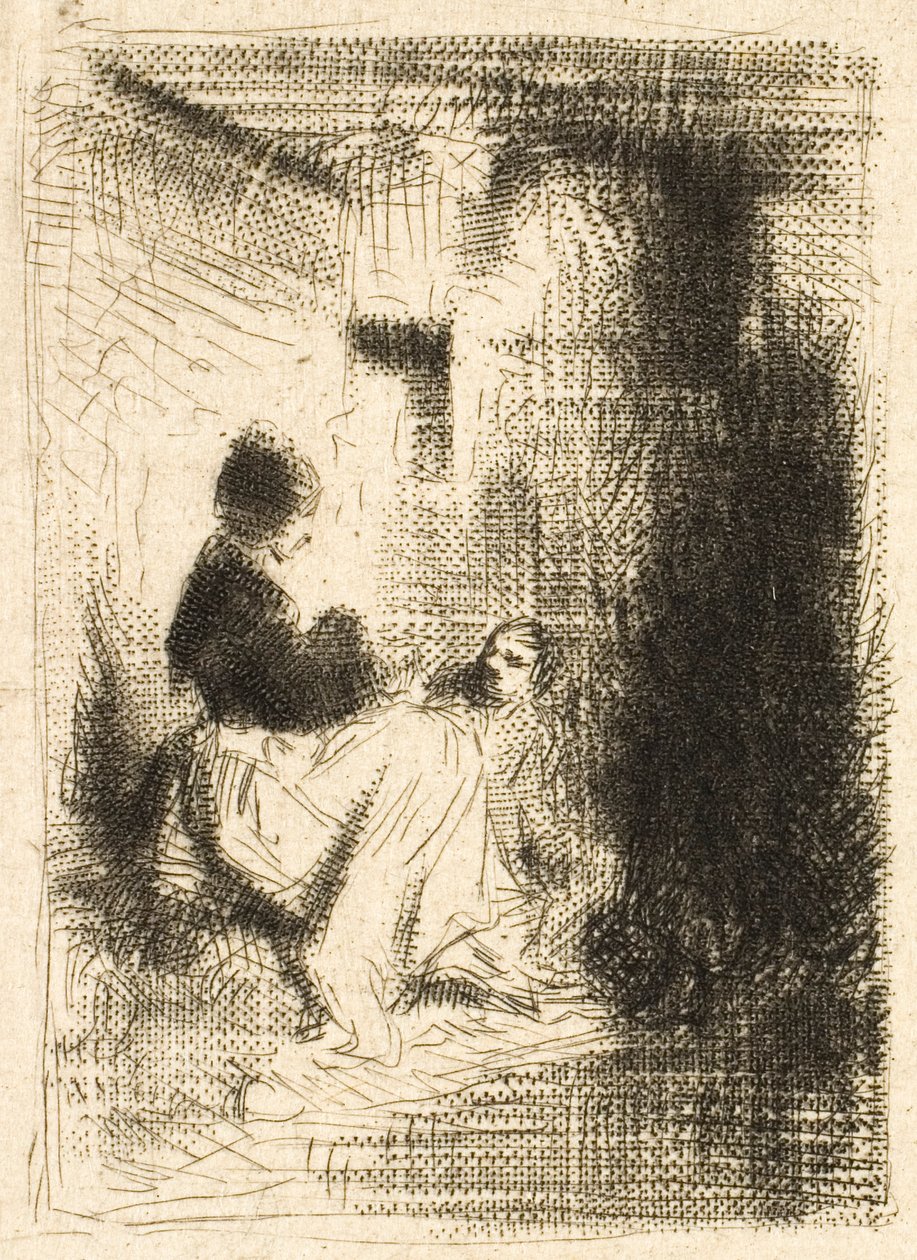 Kobieta i jej dzieci autorstwa Charles Emile Jacque