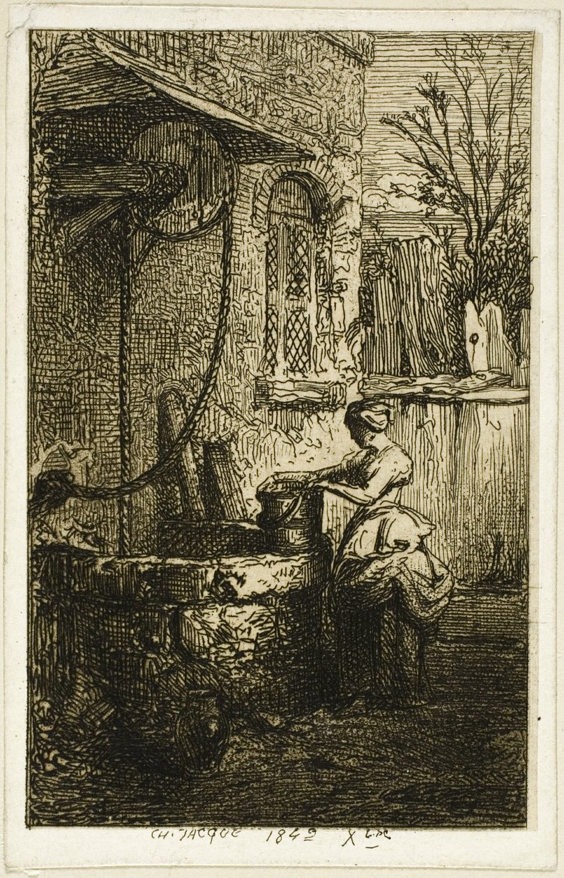 Kobieta przy studni autorstwa Charles Emile Jacque