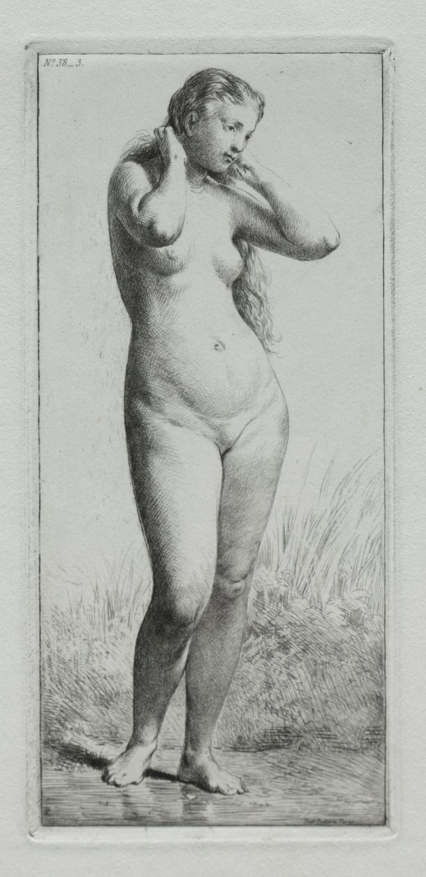 Młoda kobieta kąpiel. autorstwa Charles Emile Jacque