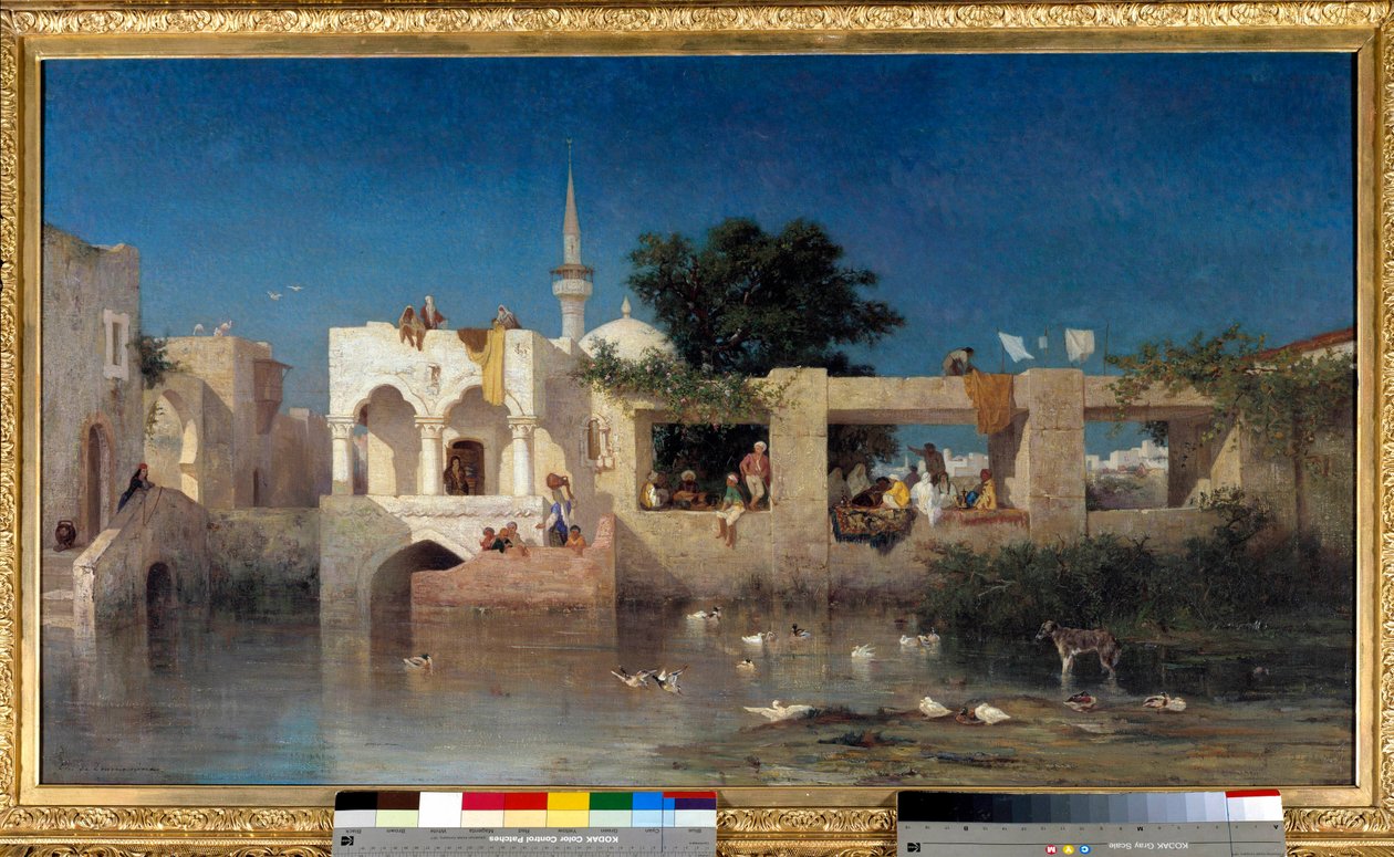 Cafe a Adalia, dit Habitations Turks w pobliżu Adalii w Turcji Obraz Charlesa Torunemine