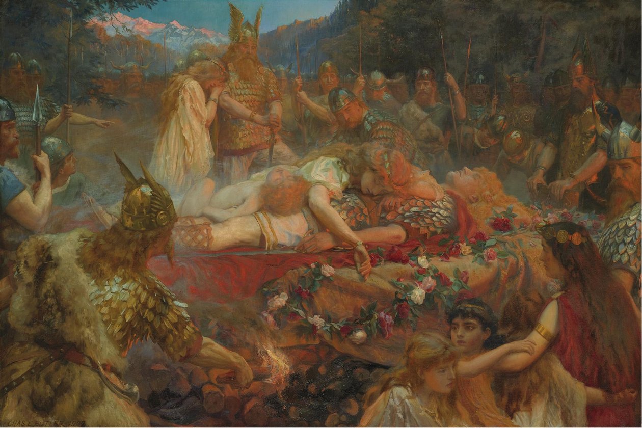 Śmierć wojownika Wikingów, 1909 autorstwa Charles Ernest Butler