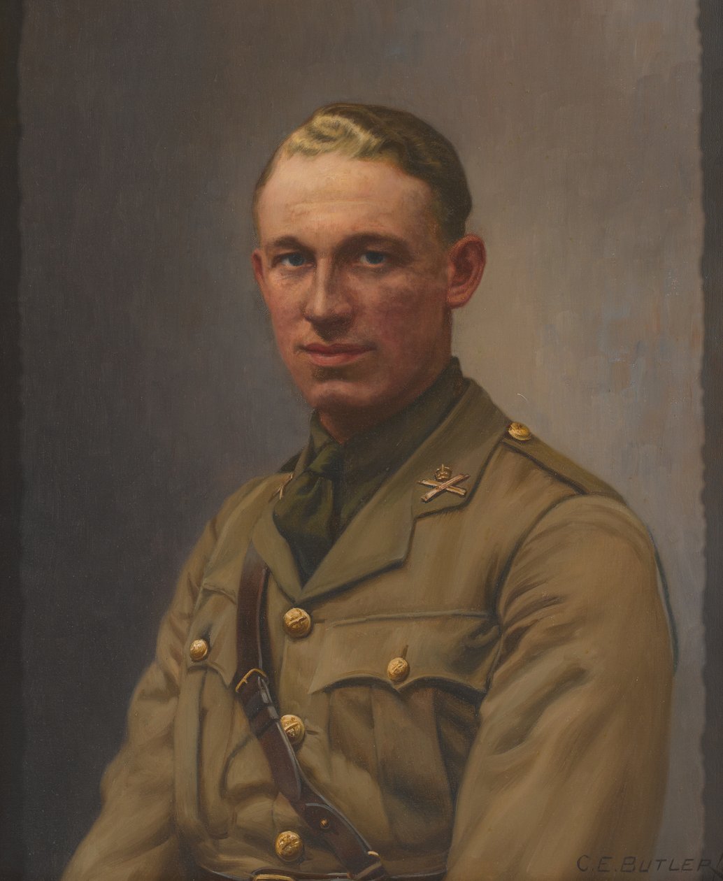 Porucznik AL Bobby, Korpus karabinów maszynowych i pułk Middlesex, 1917 ok autorstwa Charles Ernest Butler