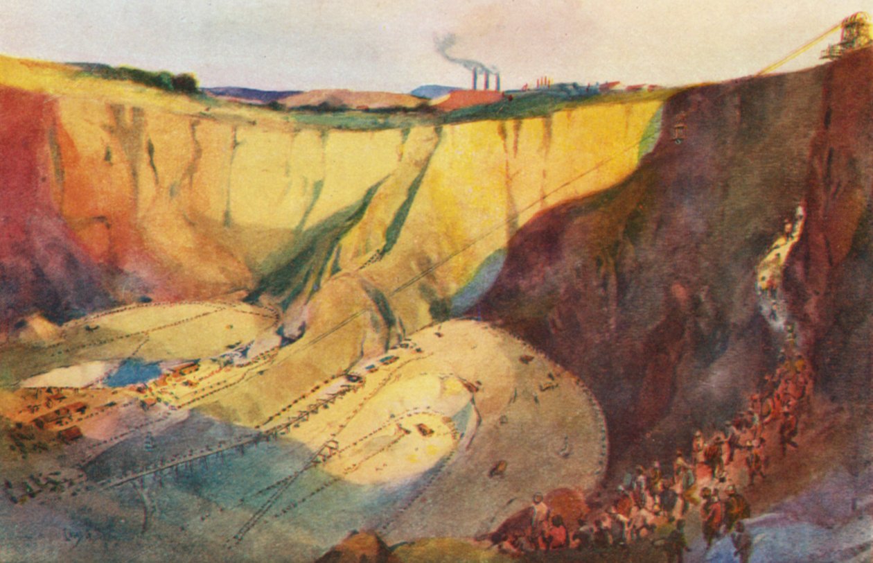 Miejsce znalezienia diamentu Cullinan, kopalnia Premier (kolorowa litografia) autorstwa Charles Ernest Peers