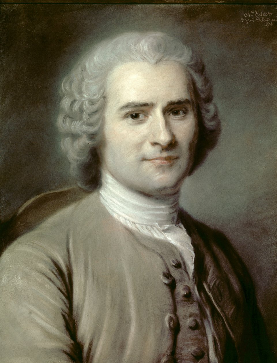 Portret Jean-Jacquesa (Jean Jacques) Rousseau (1712-1778), szwajcarskiego filozofa. Pastel Charlesa Escota (1834-1902) 1874 Nd. 0,46x0,38 m - Portret Jean-Jacquesa (Jean Jacques) Rousseau (1712-1778), szwajcarskiego filozofa. Pastel Charlesa Escota (1834-1 autorstwa Charles Escot