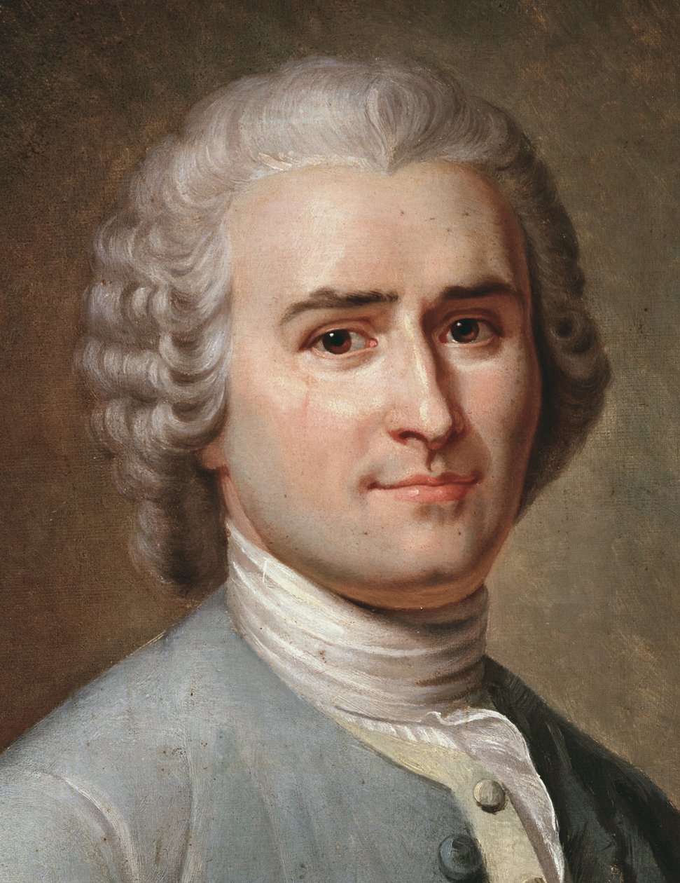 Portret Jean-Jacquesa Rousseau, szwajcarskiego filozofa, detal (pastel autorstwa Charles Escot