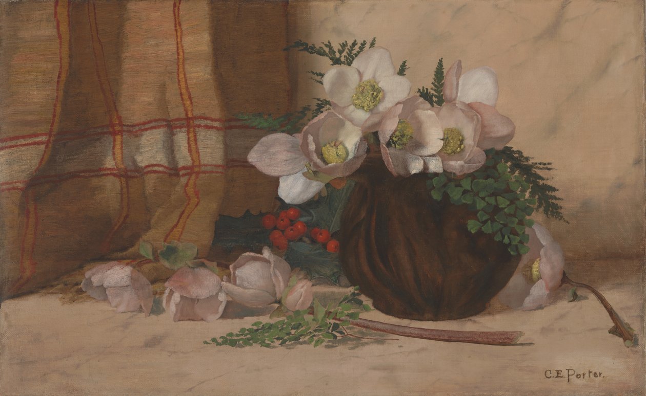Martwa natura z różami, ok. 1885-87 (olej na płótnie) autorstwa Charles Ethan Porter