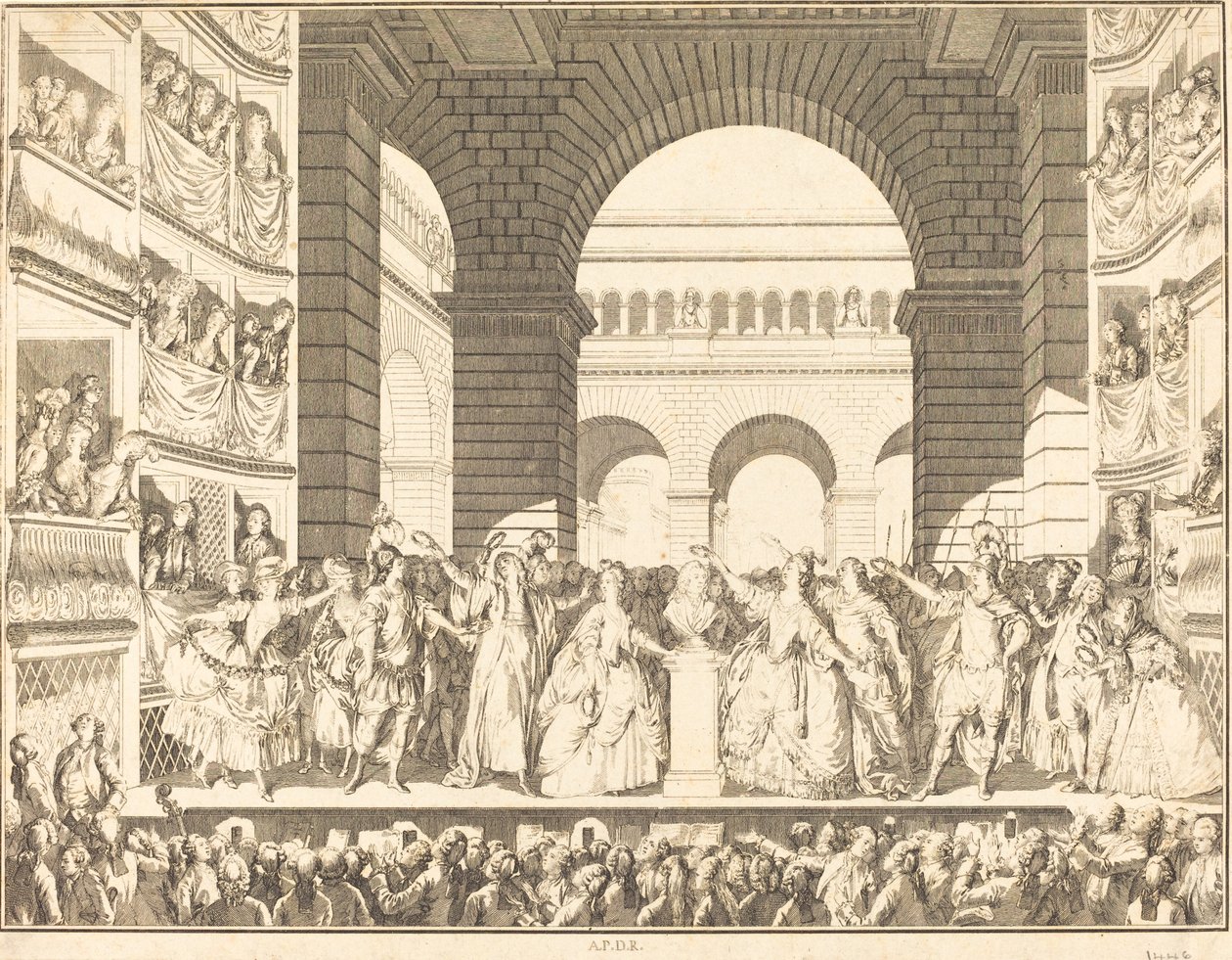 Koronacja Woltera (Koronacja Woltera) autorstwa Charles Etienne Gaucher after Jean Michel Moreau