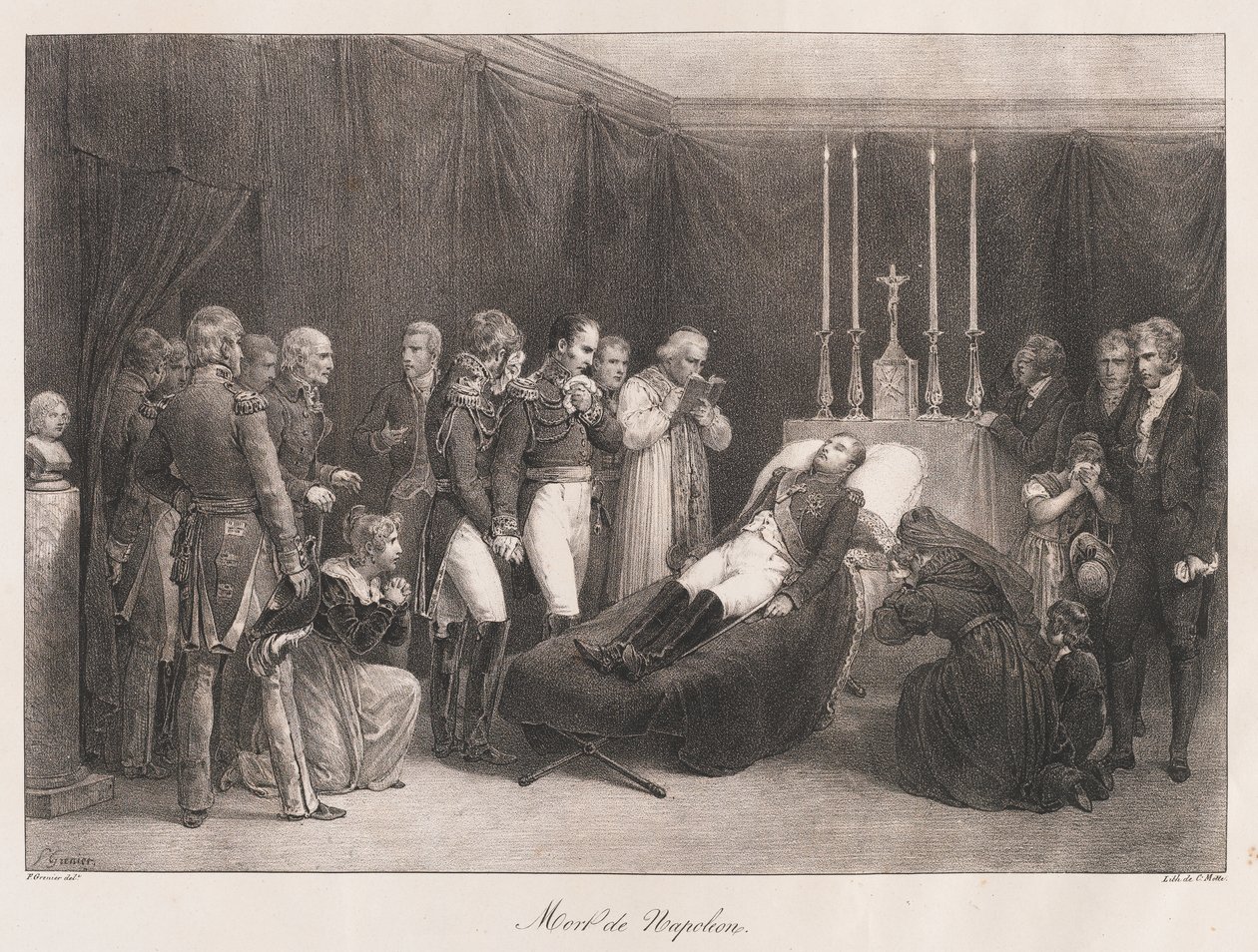 Śmierć Napoleona, początek XIX wieku autorstwa Charles Etienne Pierre Motte