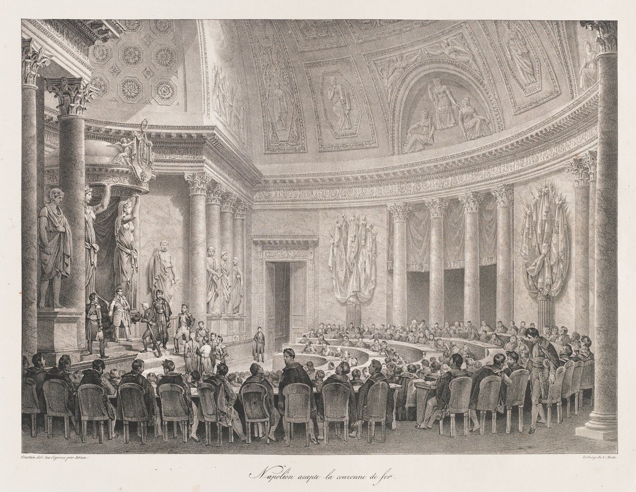Napoleon przyjmując Żelazny Krzyż, początek XIX wiek autorstwa Charles Etienne Pierre Motte
