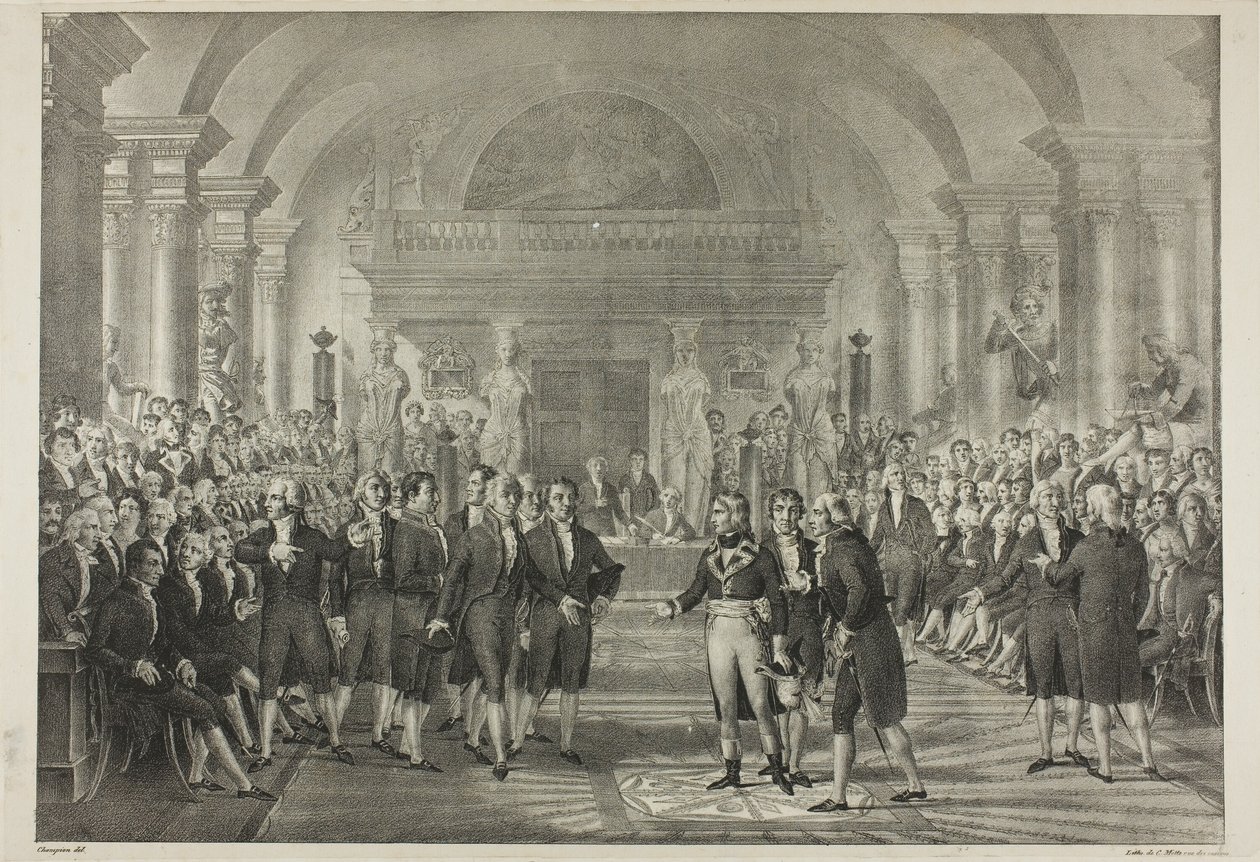 Napoleon w Izbie Deputowanych, z życia politycznego i wojskowego Napoleona autorstwa Charles Etienne Pierre Motte