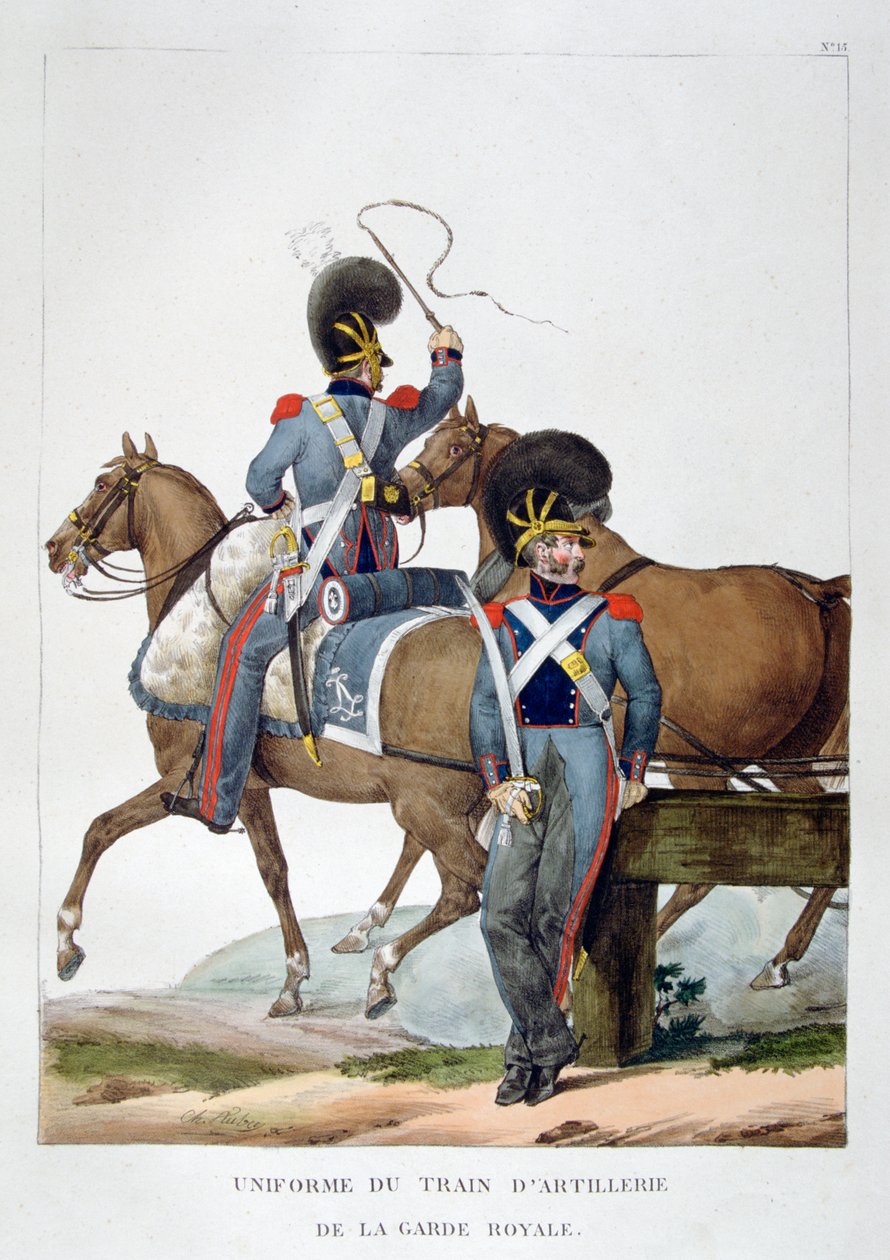 Mundur pułku artylerii konnej gwardii królewskiej, Francja, 1823 r. autorstwa Charles Etienne Pierre Motte