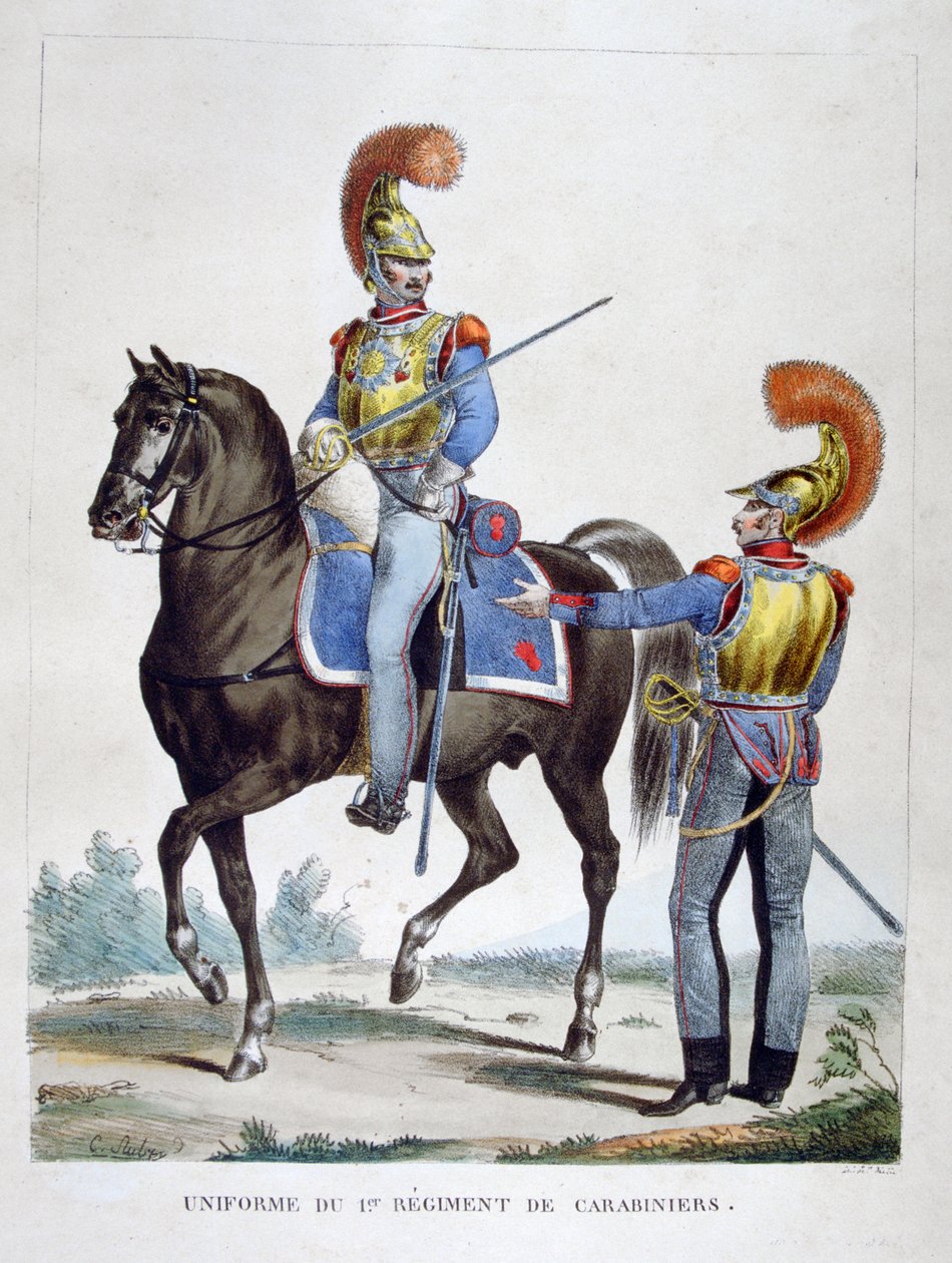 Mundur 1 Pułku Karabinierów, Francja, 1823 r. autorstwa Charles Etienne Pierre Motte