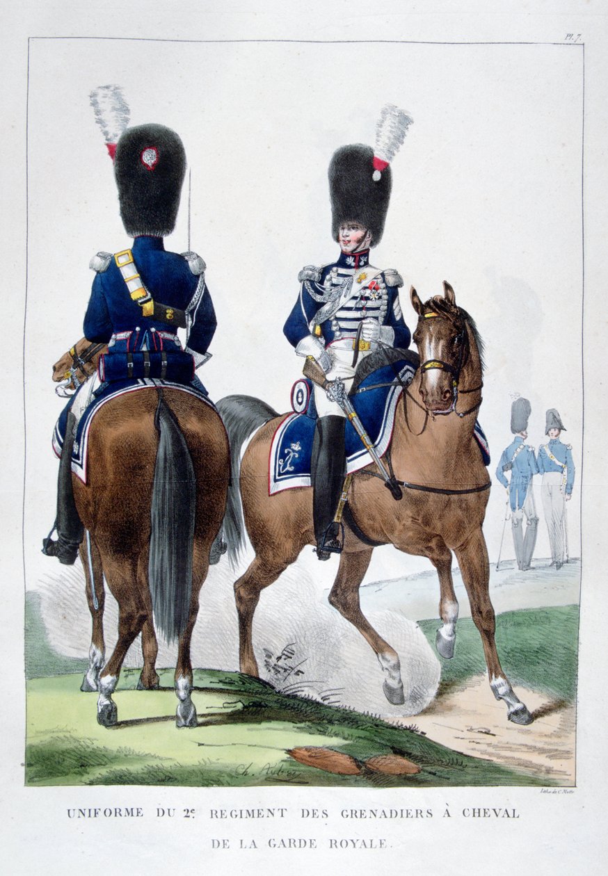 Mundur 2 Pułku Grenadierów Konnych, Francja, 1823 r. autorstwa Charles Etienne Pierre Motte