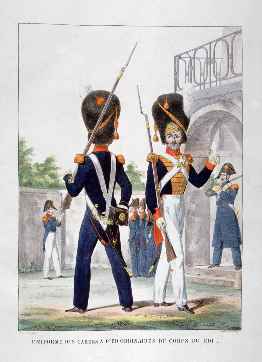 Mundury piechoty francuskiego korpusu królewskiego, 1823 r. autorstwa Charles Etienne Pierre Motte
