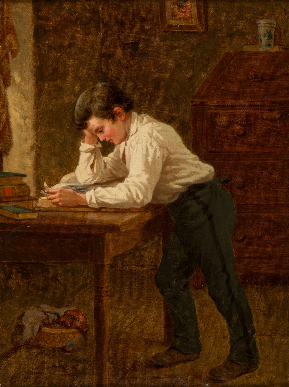 Mały chłopiec czyta autorstwa Charles F. Blauvelt