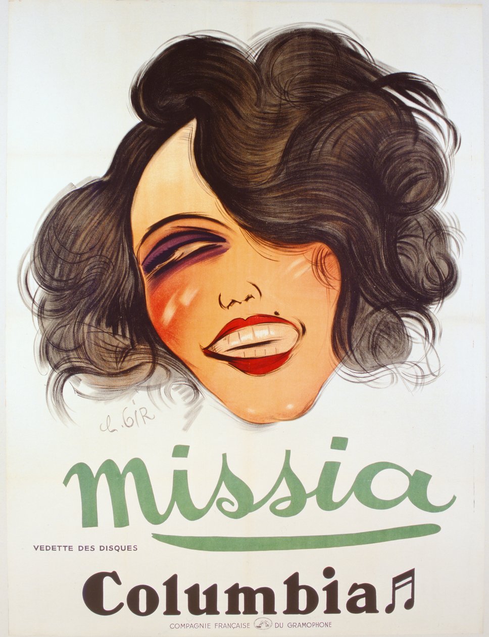 Plakat wytwórni Columbia Records reklamujący francuską piosenkarkę Missia, ok. 1935 r. autorstwa Charles Felix Gir