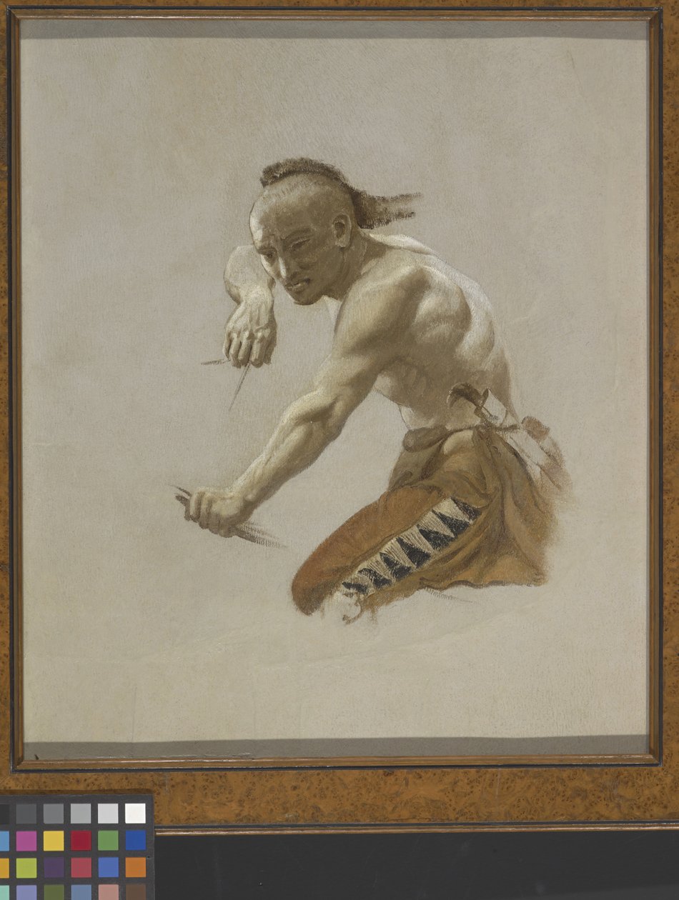 Studium dla Indian w polowaniu na bizony przez Indian (olej na papierze naklejony na płótno) autorstwa Charles Ferdinand Wimar