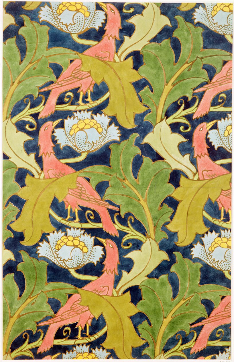 Projekt płótna drukowanego, wydrukowany przez G.O. i J.Bakerów, ok. 1893 r autorstwa Charles Francis Annesley Voysey