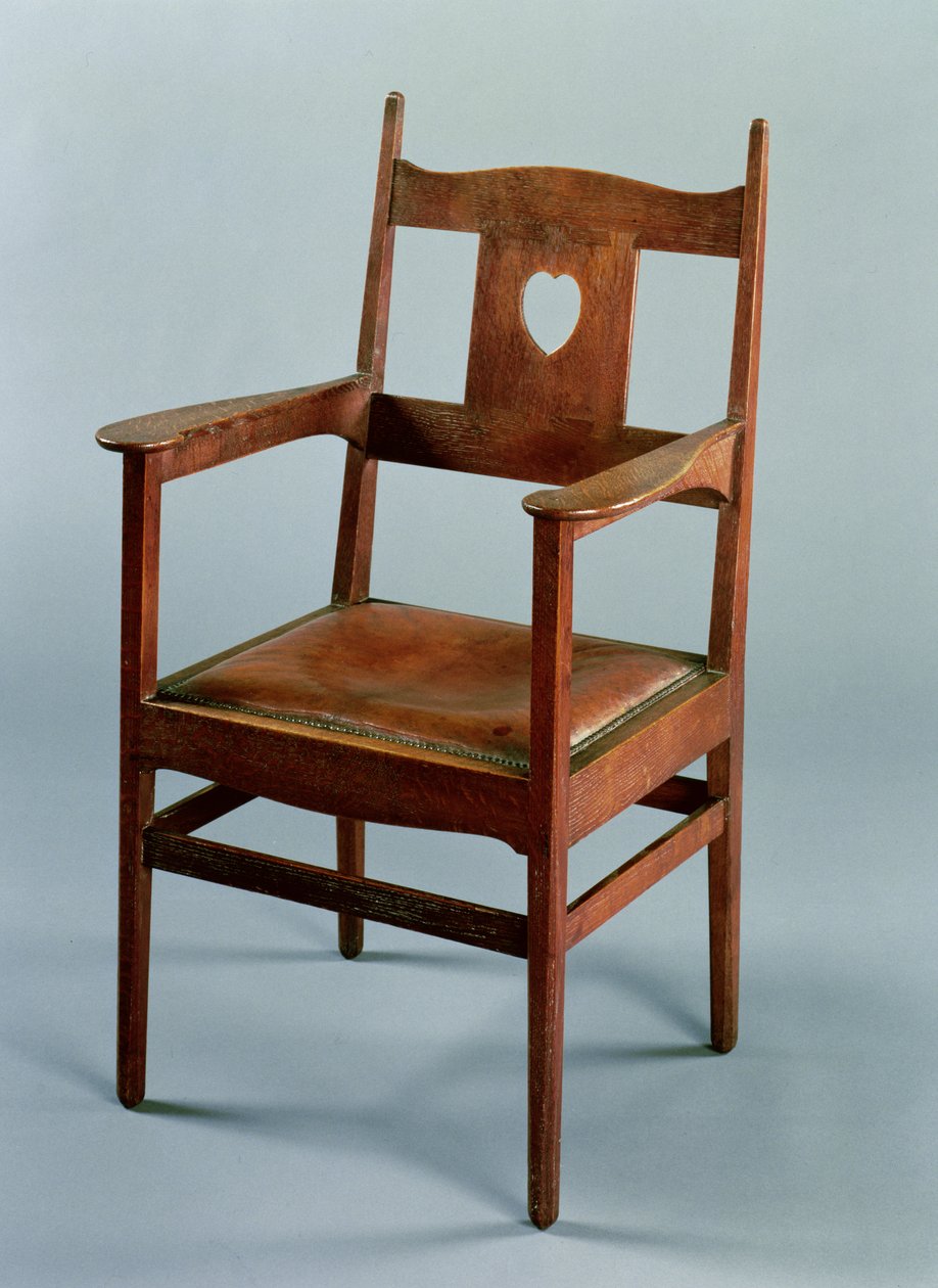 Krzesło do jadalni z podłokietnikami i opuszczanym siedziskiem, ok.1902 (dąb) autorstwa Charles Francis Annesley Voysey